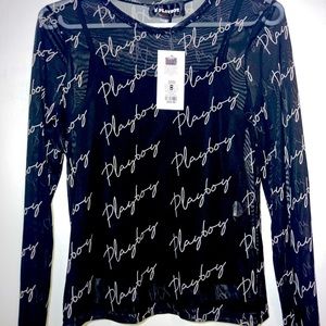 Playboy Sheer Long Sleeve Sexy Shirt- Medium